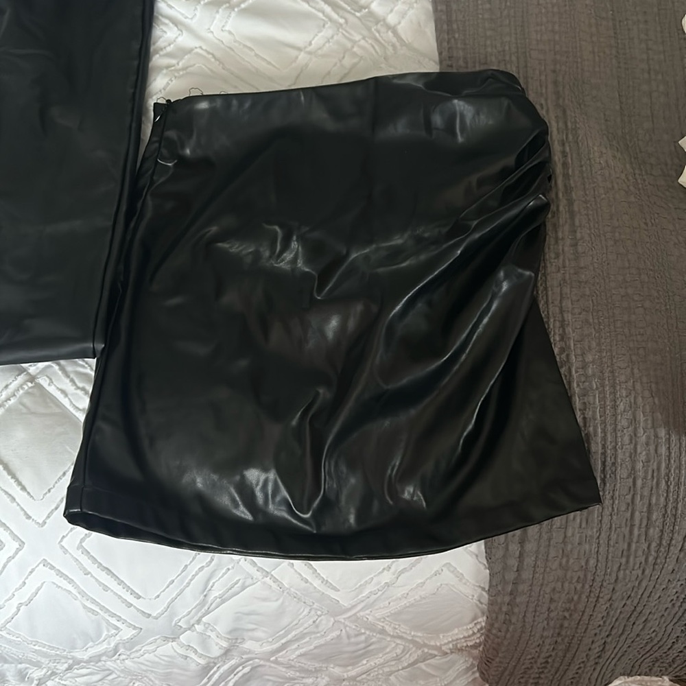 shein  faux leather pants and skirt worn once